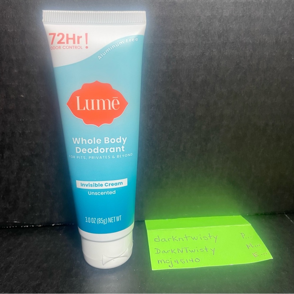 Lume Whole Body Deodorant Invisible Cream Tube 72 Hour Odor Control 3 oz